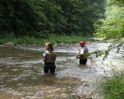 Fly fisning on river